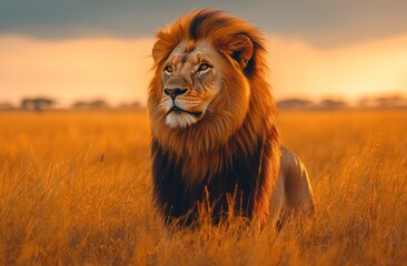 Majestic Lion in the African Savanna