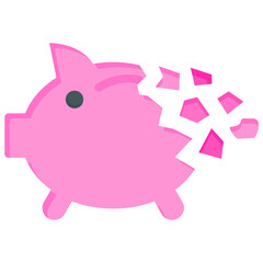 Broken Piggy Bank Icon