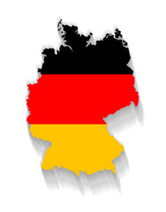 german map of Germany, isolated, colors as black red golden yellow, simplified outline border