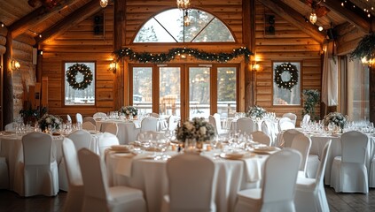 Wedding Reception in a Rustic Wooden Lodge