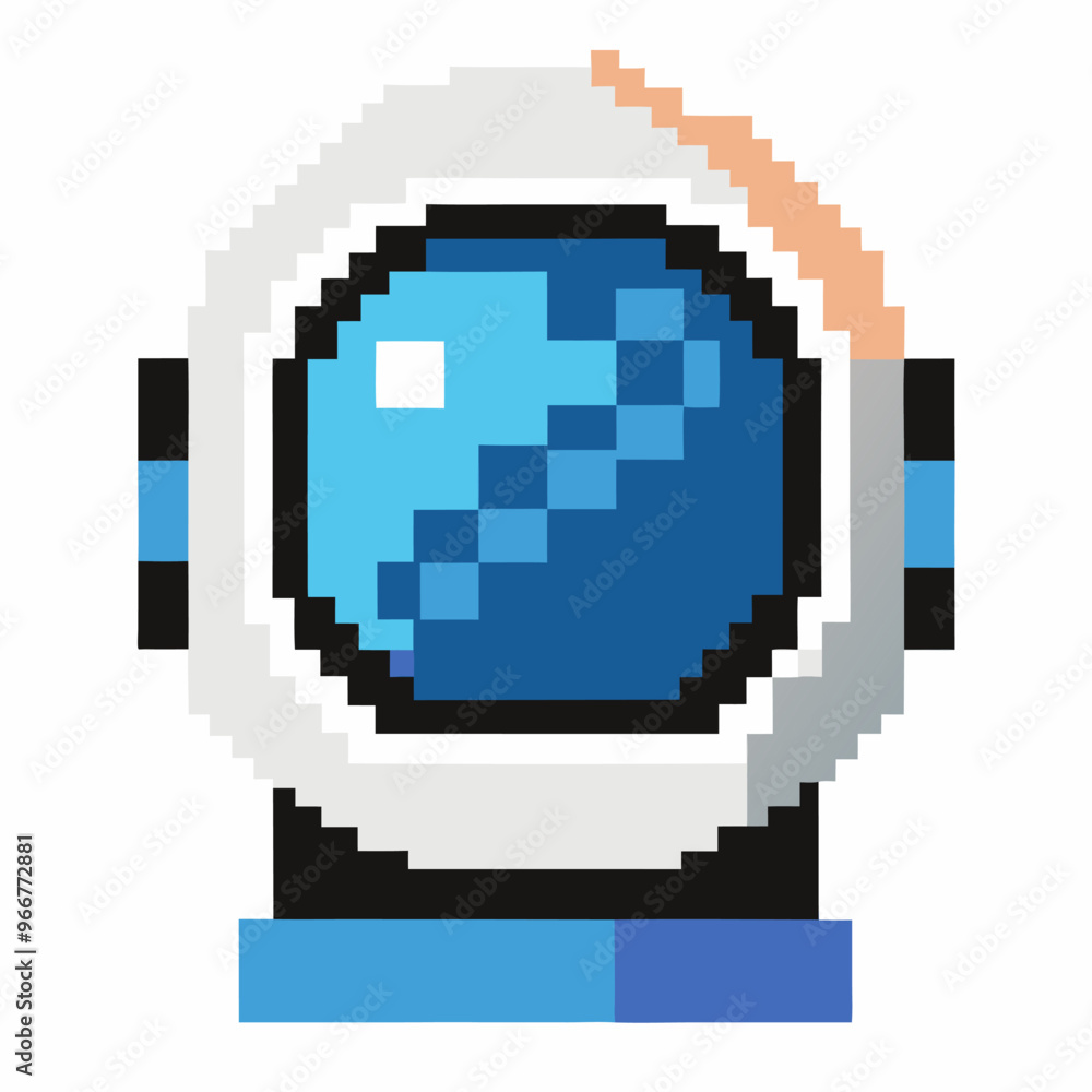 Poster pixel art spacesuit helmet icon with retro gaming vibes