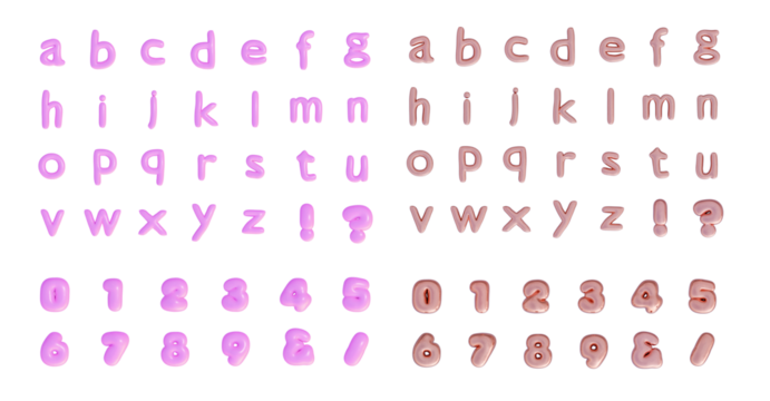 【バルーン文字】 アルファベット小文字・数字 【ピンク・ピンクゴールド】