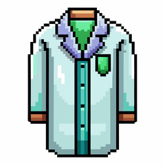 Fototapeta premium Pixel Art Lab Coat Icon Retro 8 Bit Vector Illustration for Medical and Science Themes