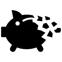 Broken Piggy Bank Icon