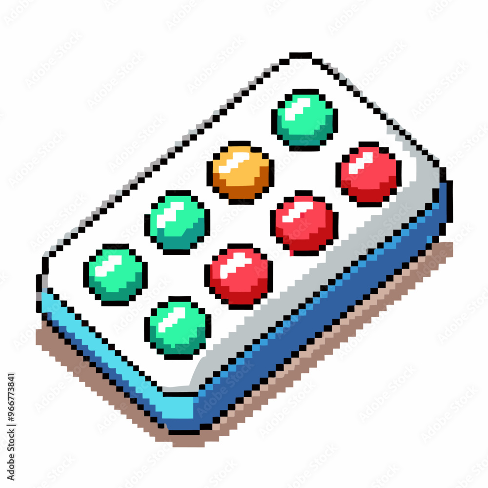Aufkleber retro pixel art game controller with colorful buttons