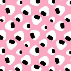 Seamless background with rice balls pattern.