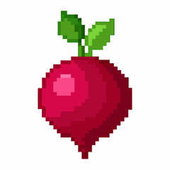 Fototapeta premium Pixel Art Beetroot with Leaves Retro Gaming Style Digital Illustration