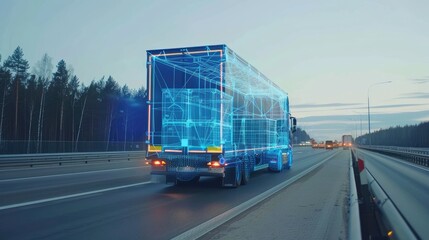 A truck controlled by artificial intelligence to transport goods over long distances.