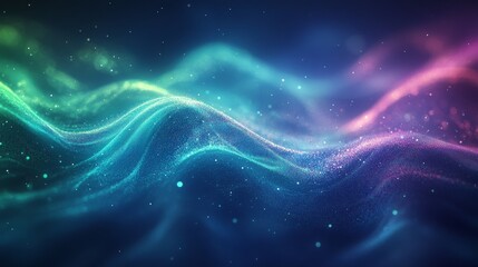 Obraz premium Abstract Blue and Pink Nebula with Glowing Particles