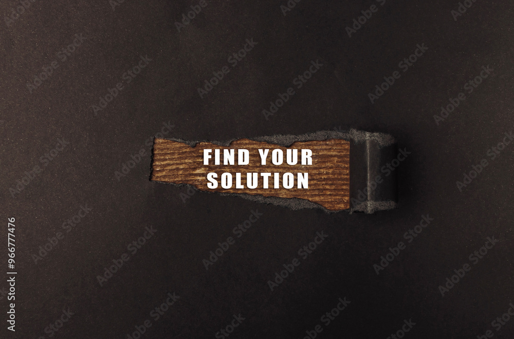 Poster a wooden object with the words find your solution written on it