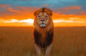 Majestic Lion at Sunset