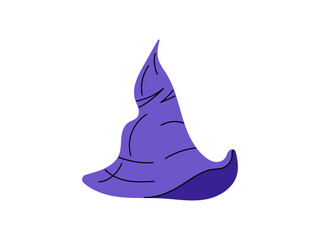 Flat style illustration for Halloween. A sketch of a witch's pointed hat. Vector illustration.