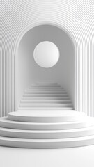 Modern white podium in flat design style with clean tones and simple shapes.