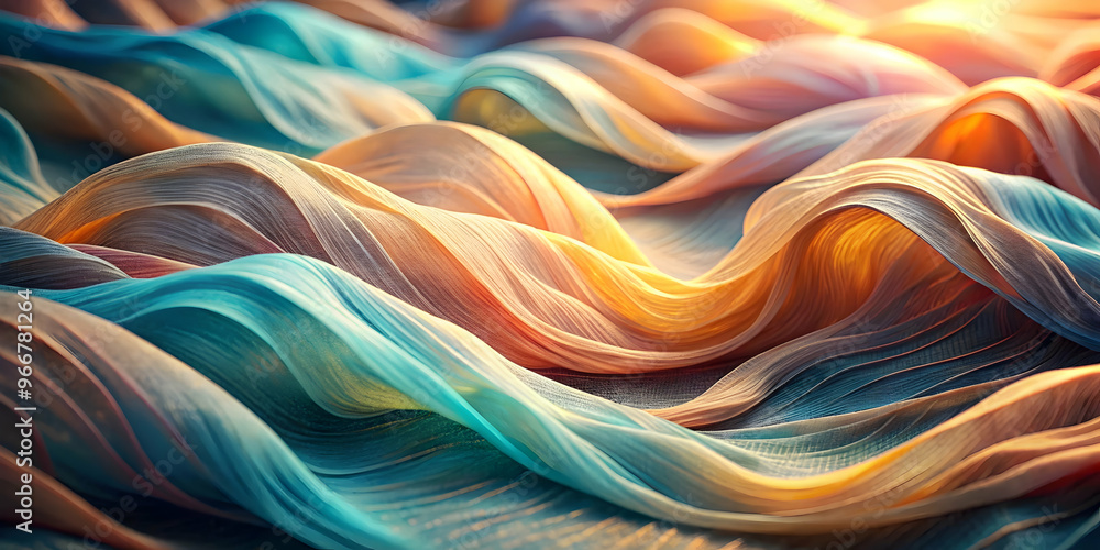 Wall mural golden tides of serenity: abstract art depicting swirling waves of gold and teal, infused with ether