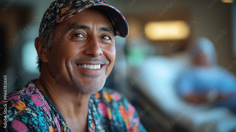 Poster Smiling Man in a Floral Shirt