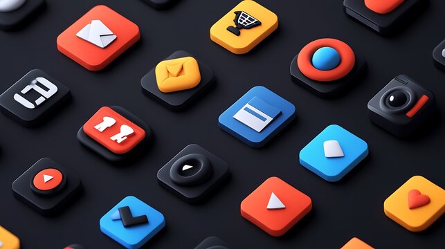 Minimalistic 2D icon set for a news app, featuring icons for different categories like politics, sports, and entertainment with a clean and straightforward look. 