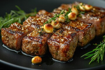 Grilled Steak with Garlic and Rosemary