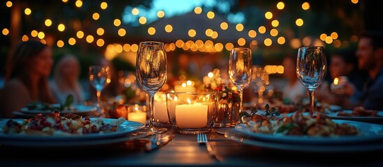 Dinner Party with Warm Lights