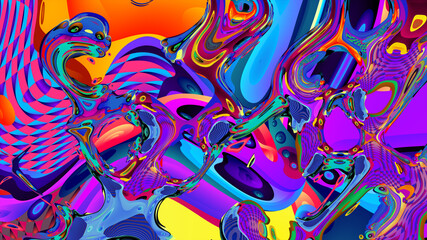 Psychedelic colorful abstract fluid and liquid background 