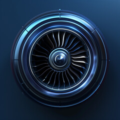 High-Tech Jet Engine Turbine in Blue Light
