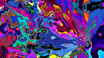 Psychedelic colorful abstract fluid and liquid background 