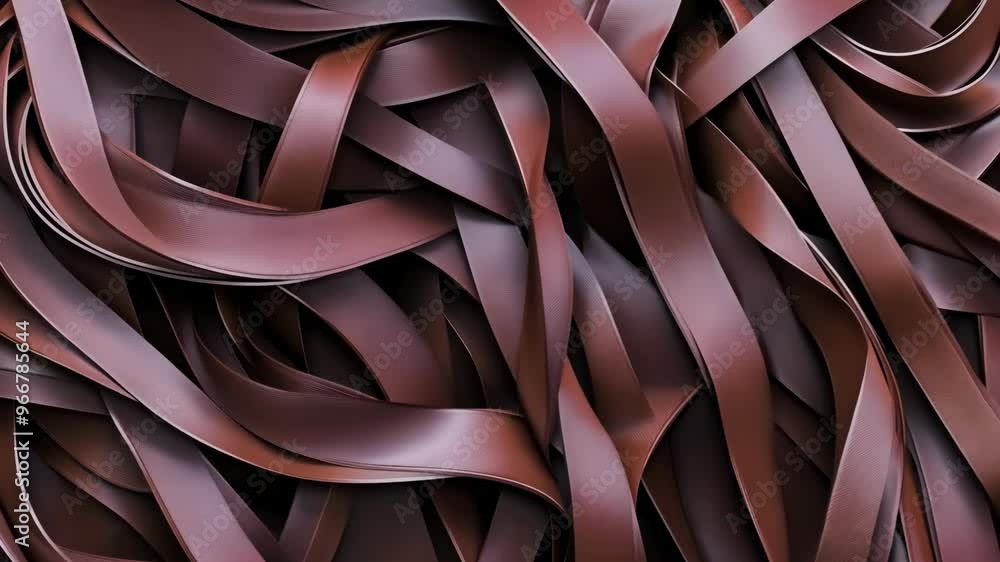 Poster exploring the intricate patterns of twisted brown ribbons in a creative design setting