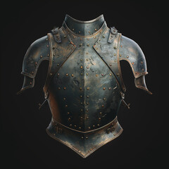 Aged Steel Chestplate with Riveted Shoulder Armor
