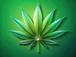 A stylized green cannabis leaf with sleek, modern lines and a bold, gradient-filled design, perfect for representing cannabis-related businesses or products.