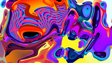 Psychedelic colorful abstract fluid and liquid fractal background 
