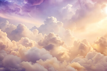 Celestial Canvas: A breathtaking panorama of clouds illuminated by a golden sunset, showcasing nature's ethereal beauty in a captivating display of light and color.  