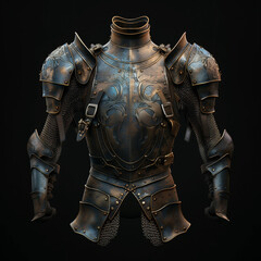 Aged Bronze Medieval Armor with Detailed Chestplate
