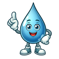 water droplet character with adorabe face