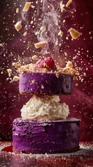 Purple Cheesecake with Raspberry and White Chocolate Topping.