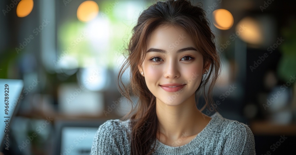 Sticker Portrait of a Smiling Woman