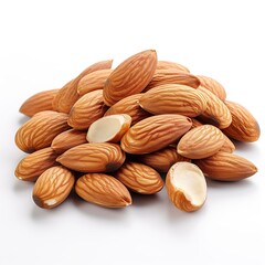 Pile of Almonds on White Background