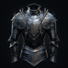 Ornate medieval armor with engraved chestplate and articulated joints
