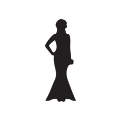 silhouette of a girl in a dress. silhouette of a woman