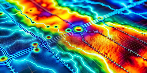 Heatmap Topography: Abstract, vivid, and mesmerizing, this heatmap topography image uses a vibrant color palette to depict complex terrain. The intricate lines and contours create a sense of depth and