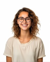 Obraz premium Portrait of a Smiling Woman Wearing Glasses