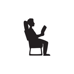 Fototapeta premium silhouette of a person sitting on a chair. person sitting on chair