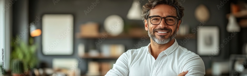 Canvas Prints Smiling Man in a White Shirt