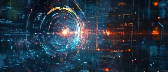 Obraz premium digital technology and cyber security concept for selling quantum computing hardware on plain background