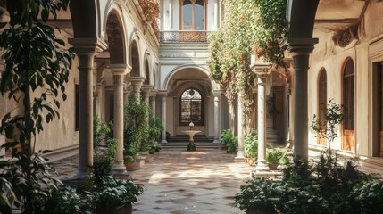 Fototapeta premium Serene Courtyard with Sunlight