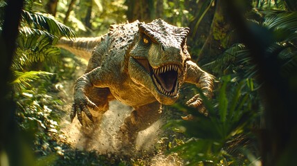 Dinosaur in Jungle  Prehistoric Predator   Jurassic Park   D Render   Scary Dinosaur
