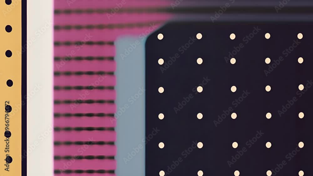 Poster geometric shapes and dots animation over abstract background with pink and black colors