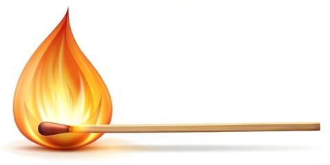 A burning match with a blank space where the flame touches the stick, perfect for adding a message