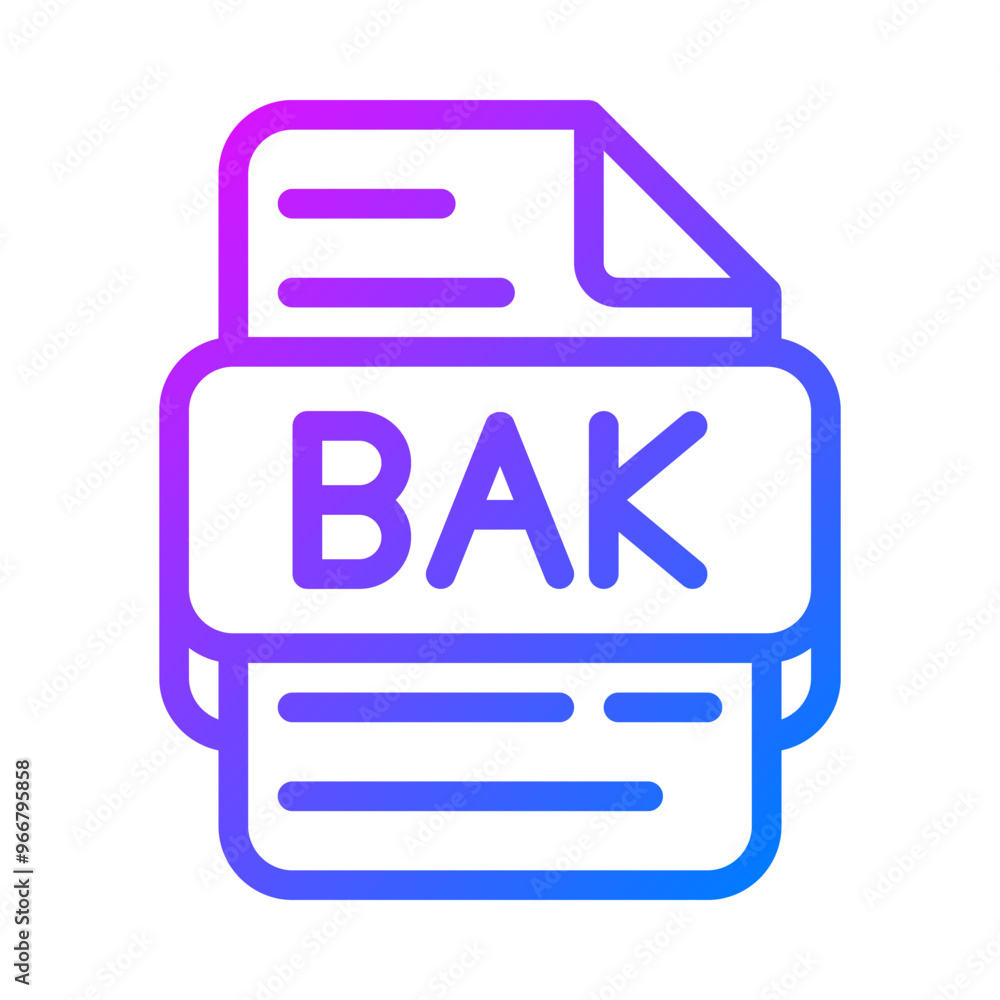 Poster bak document file type icon. stylish gradient icons for databases. vector illustration.