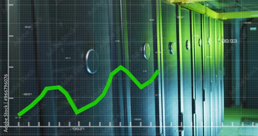 Poster animation of digital data processing over computer servers