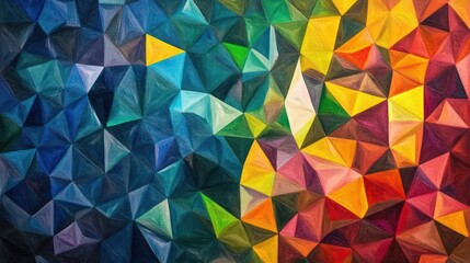 Obraz premium A vibrant and abstract art piece showcasing a geometric design with intricate patterns in bright col