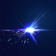 Explosive Blue Energy Flash with Spark Effects
